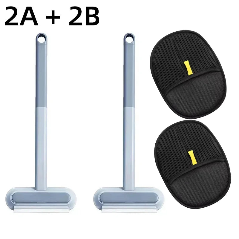 Pet Hair Removal Set Tool Reusable Static Removal Gloves Double-Sided Grooming Gloves Remove Dog Cat Hair Carpets Sofa Cleaner