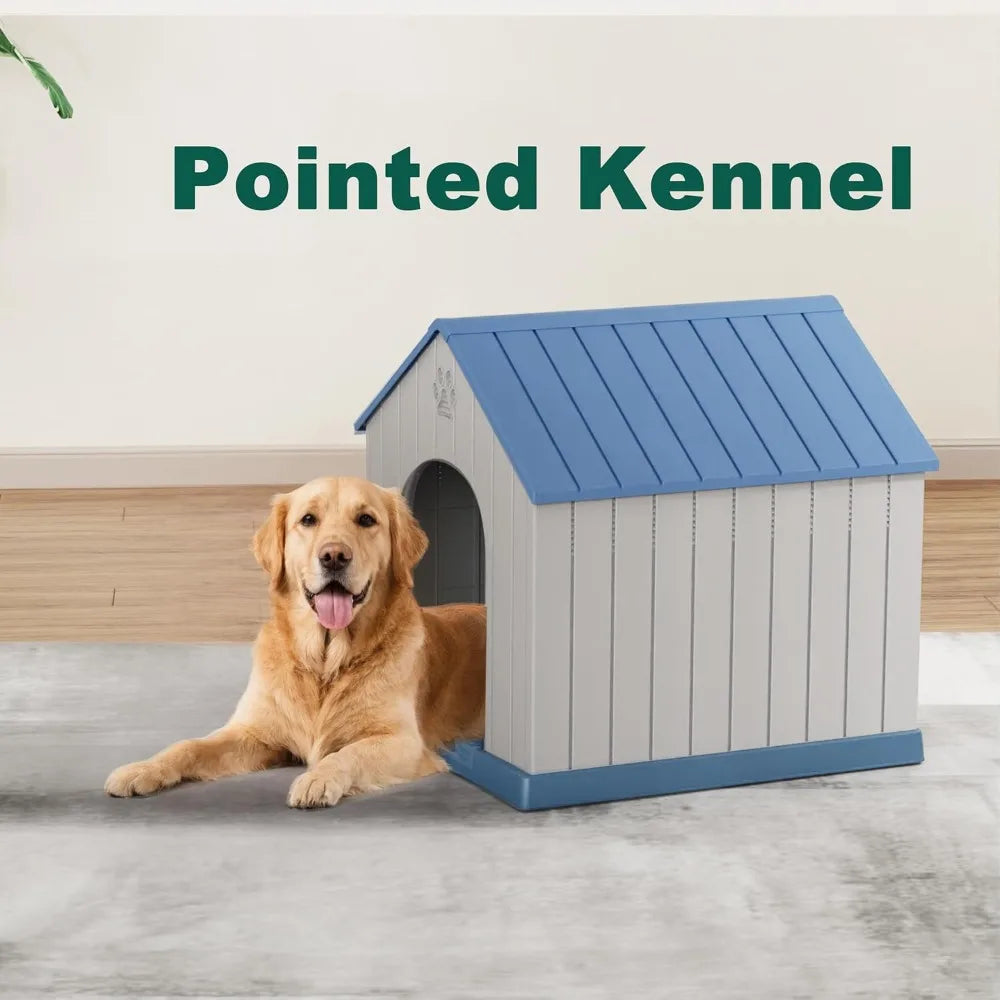 Indoor Outdoor Waterproof Dog House,PP Material,Puppy Shelter with Air Vents and Elevated Floor,Sturdy Dog Kennel for Smal