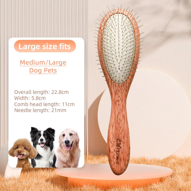 Fenice Pet Comb Solid  Wood Handle in Cat Dog Hair Remover Brush Fur Combs Grooming Tool For Pet Cleaning Supplies Accessories