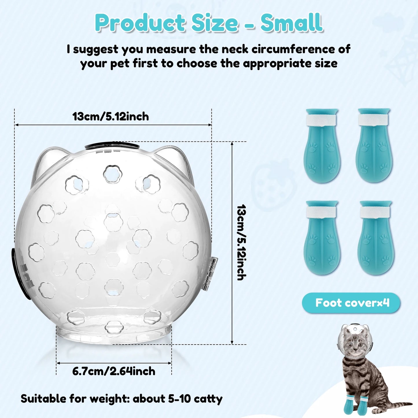 1Set Cat Muzzle Cat Transparent Muzzle Breathable Cat Hood Adjustable Kitten Astronaut Helmet Prevent from Cats Biting Chewing