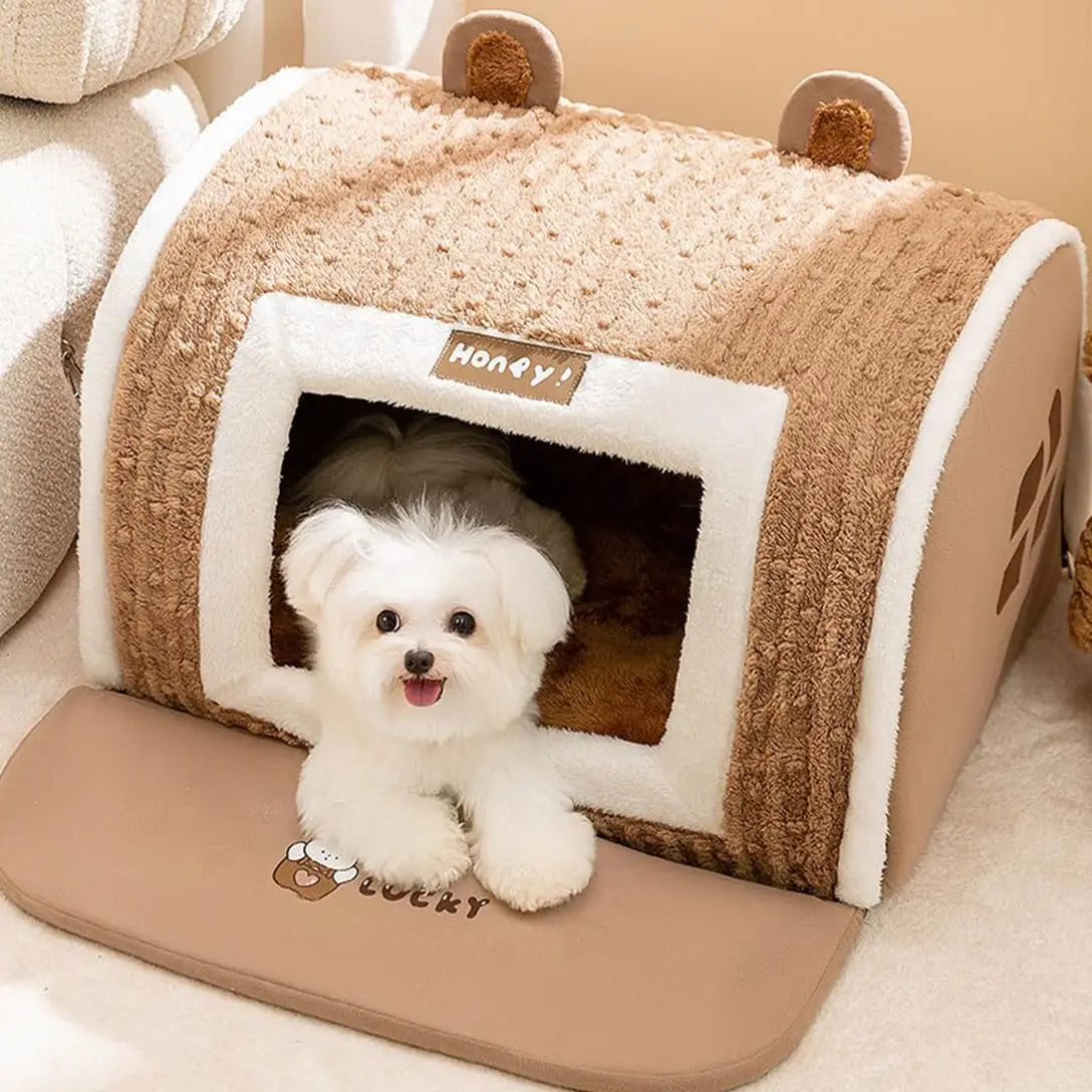 CozyPet Modern Fashion Dog House with Cushion Comfortable Bed for Small Medium Large Dogs Winter Solid Pattern Square PET House