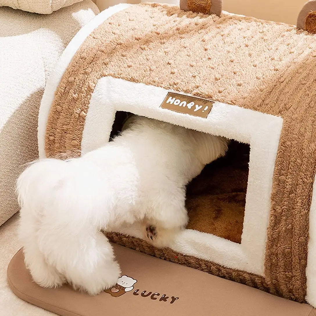 CozyPet Modern Fashion Dog House with Cushion Comfortable Bed for Small Medium Large Dogs Winter Solid Pattern Square PET House