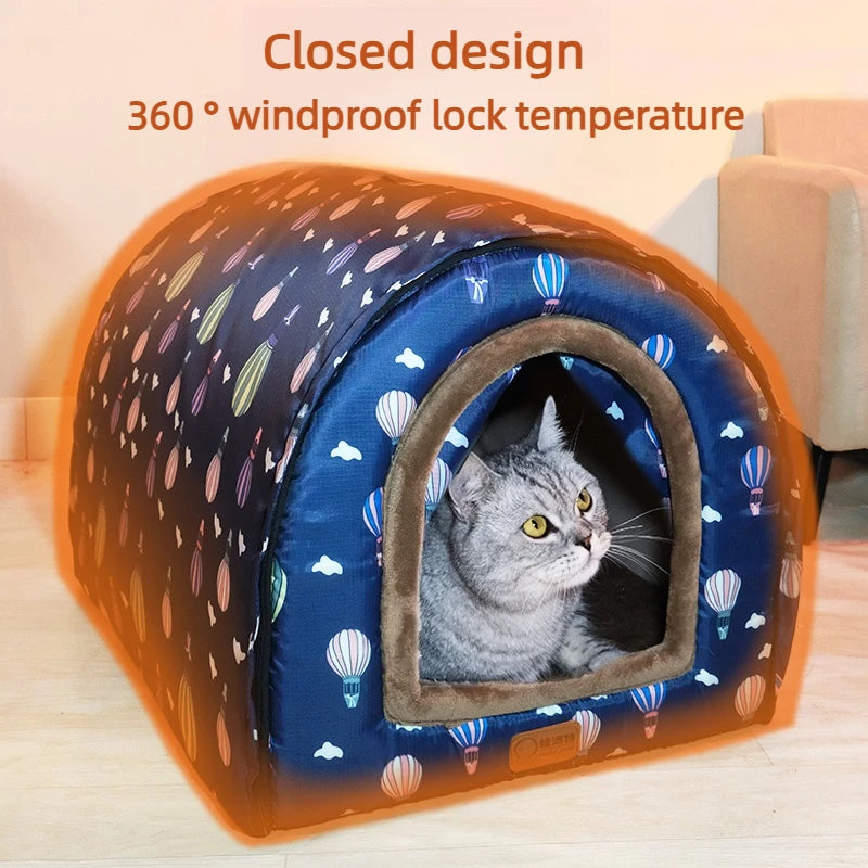Hot Sale Reinforced Waterproof Pet House Removable Wahable Dog Cat Nest Warm Thicken Plush Pet Bed Cage  House