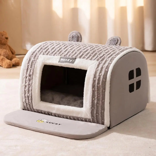 CozyPet Modern Fashion Dog House with Cushion Comfortable Bed for Small Medium Large Dogs Winter Solid Pattern Square PET House
