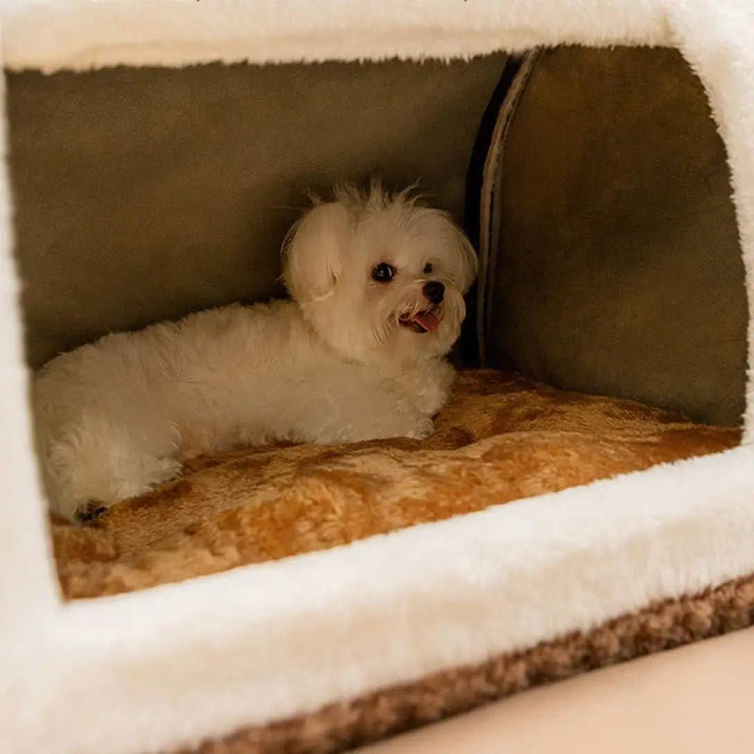 CozyPet Modern Fashion Dog House with Cushion Comfortable Bed for Small Medium Large Dogs Winter Solid Pattern Square PET House