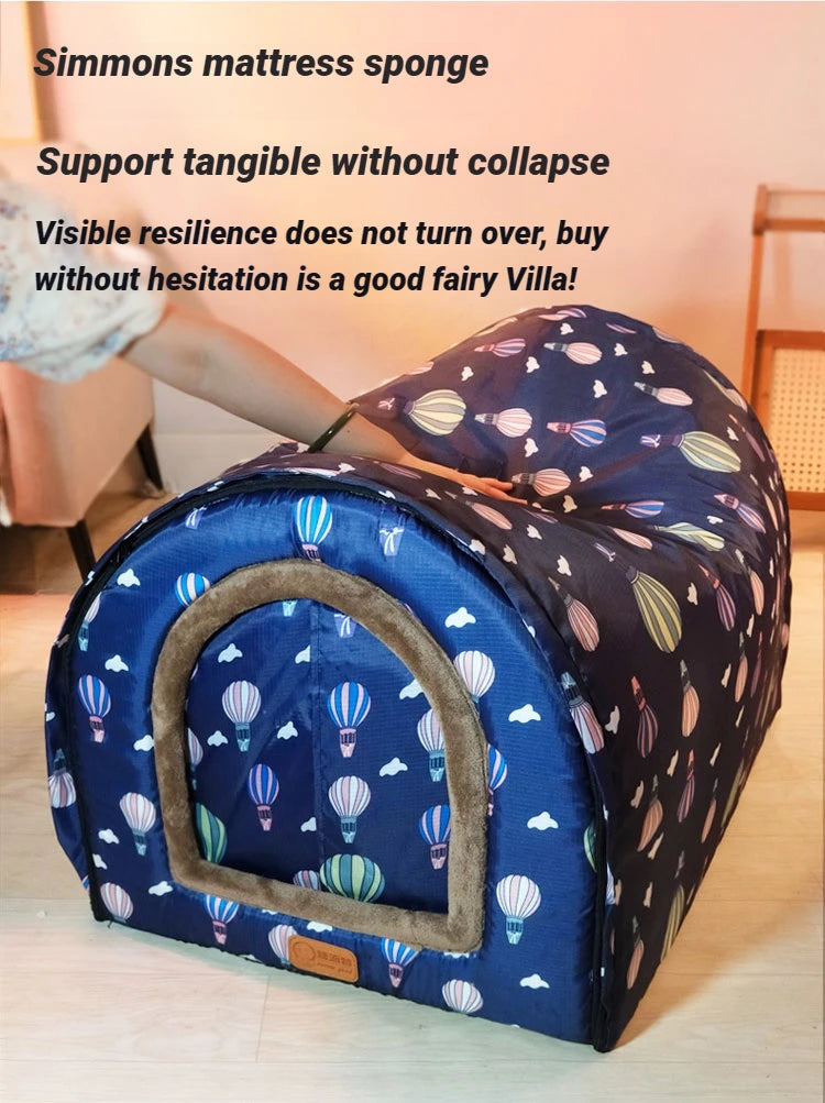 Hot Sale Reinforced Waterproof Pet House Removable Wahable Dog Cat Nest Warm Thicken Plush Pet Bed Cage  House