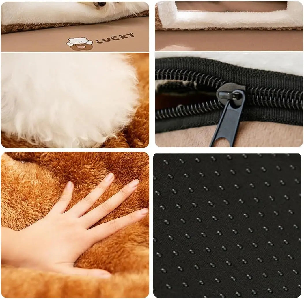 CozyPet Modern Fashion Dog House with Cushion Comfortable Bed for Small Medium Large Dogs Winter Solid Pattern Square PET House