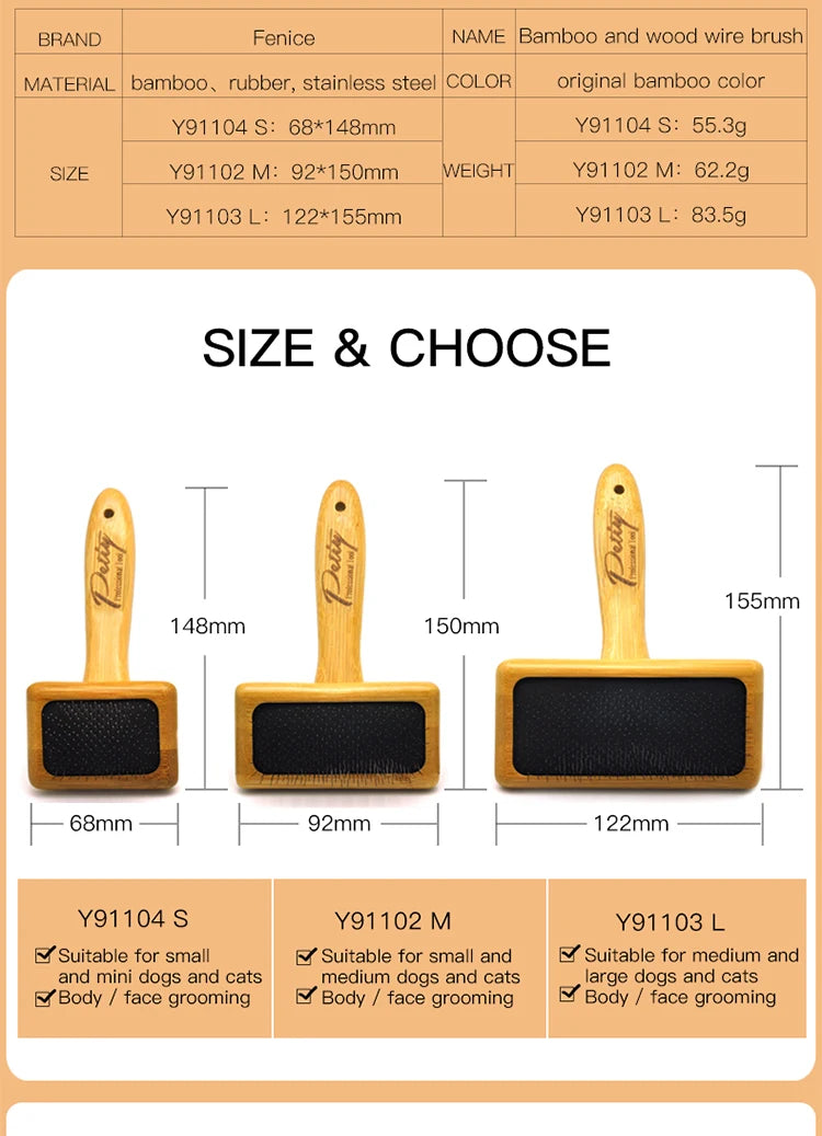 Fenice Dog Cat Comb Brush Needle Open knot brush Pet Hair Brush for Dog Hair Remover Pet Beauty Grooming Tool