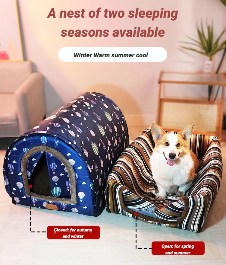 Hot Sale Reinforced Waterproof Pet House Removable Wahable Dog Cat Nest Warm Thicken Plush Pet Bed Cage  House