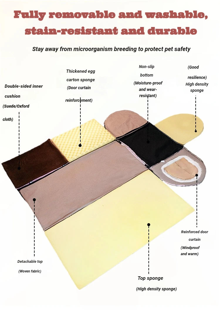 Hot Sale Reinforced Waterproof Pet House Removable Wahable Dog Cat Nest Warm Thicken Plush Pet Bed Cage  House