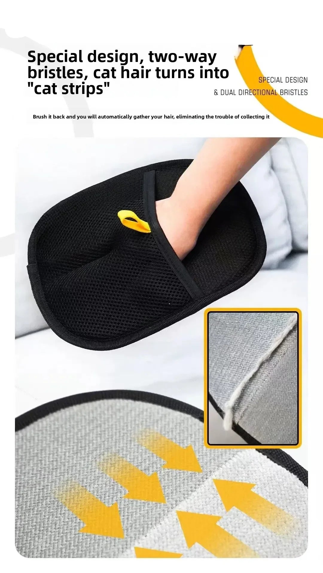 Pet Grooming Gloves Dog Grooming Equipment Anti-static Pet Hair Removal Brushes for Cats and Dogs on Clothes Sofas Carpets Etc.