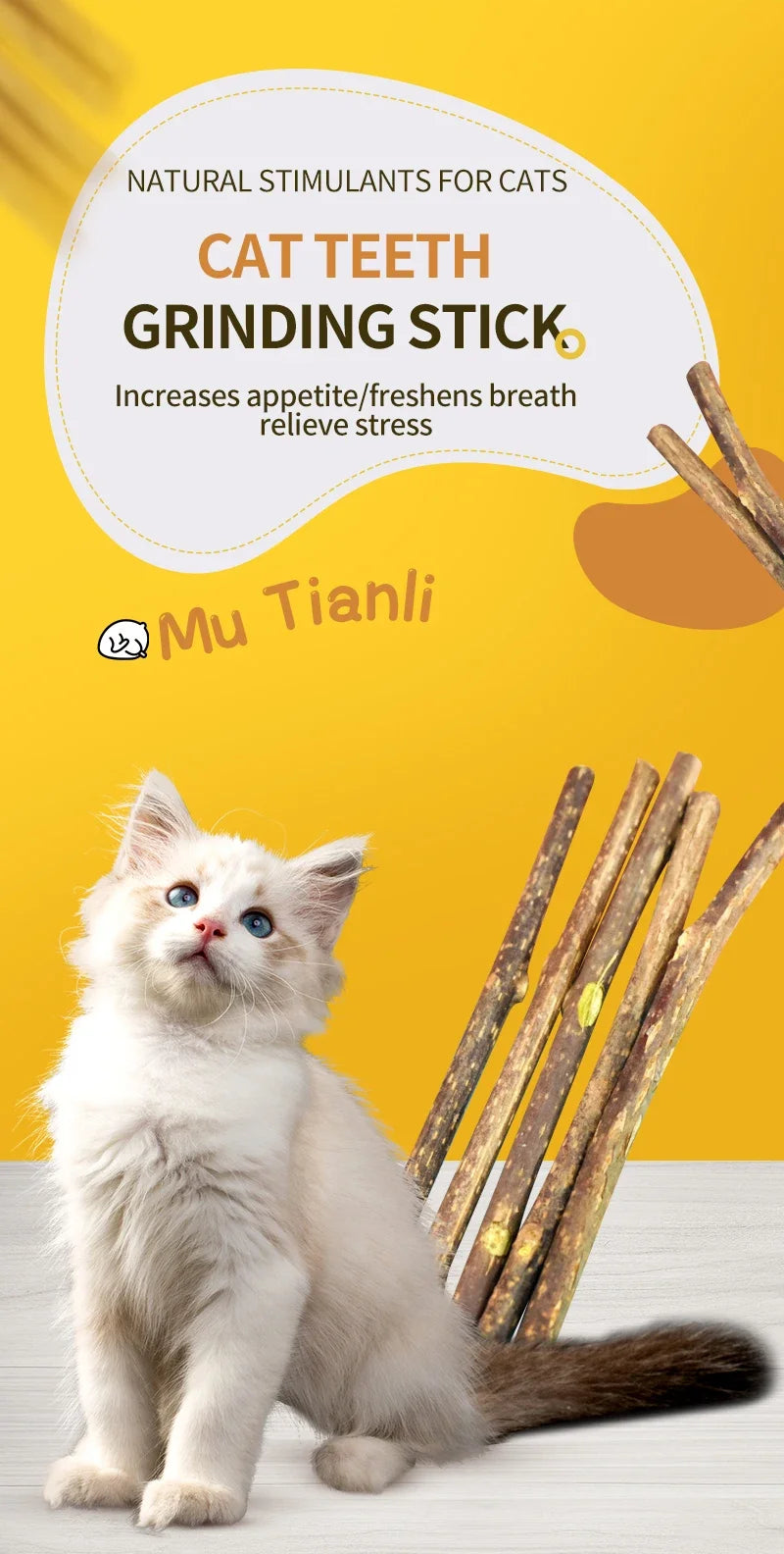 Cat Molar Stick Natural Catnip Teeth Cleaning Toothpaste Silvervine Cat Snack Stick Self Healing Kitten Chew Toy Pet Accessories