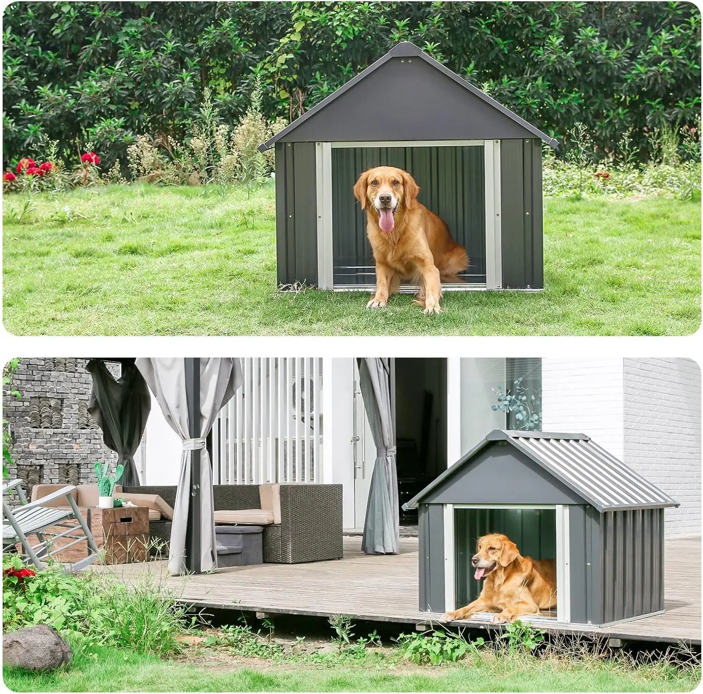34 X 38 X 35 Inches Dog House, Indoor Outdoor Doghouse for Medium Large Dogs, Weatherproof Puppy Shelter Sturdy and Long-Lasting