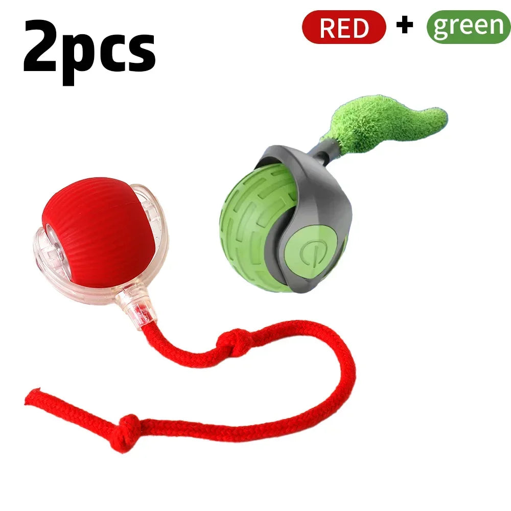 Cat Interactive Ball Rechargeable Smart Pet Electric Toy 3 Mode Automatic Rolling Ball Simulated Tail Dog Cat Training Teaser