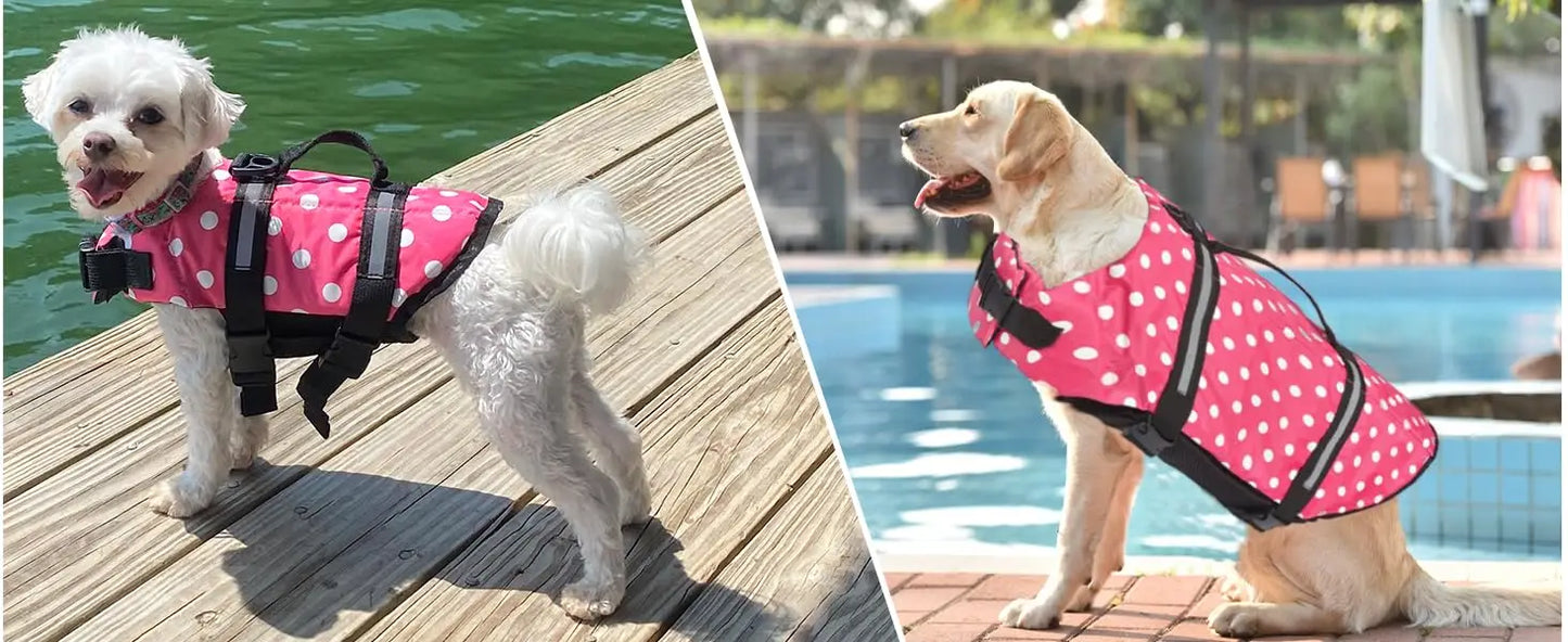 Ripstop Reflective & Adjustable Life Jacket for Dogs with Rescue Handle for Swimming