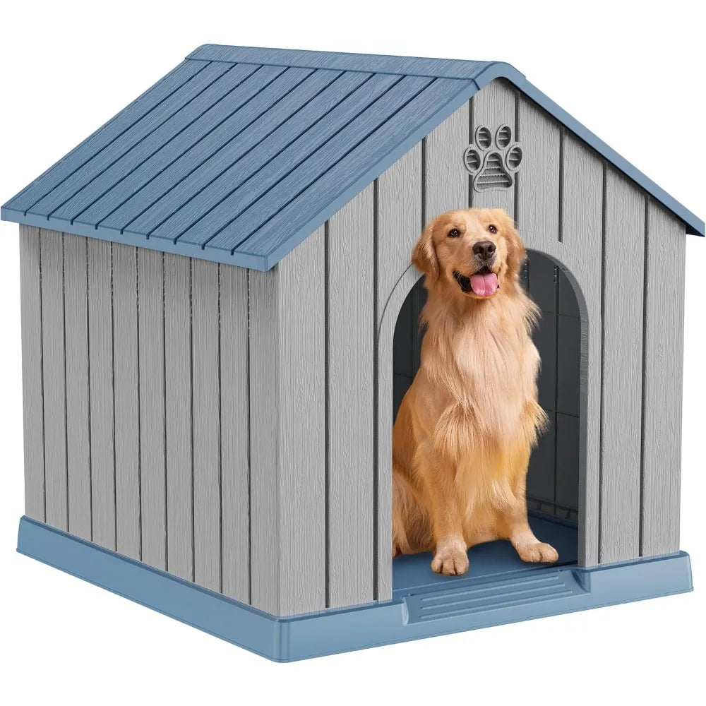 Indoor Outdoor Waterproof Dog House,PP Material,Puppy Shelter with Air Vents and Elevated Floor,Sturdy Dog Kennel for Smal