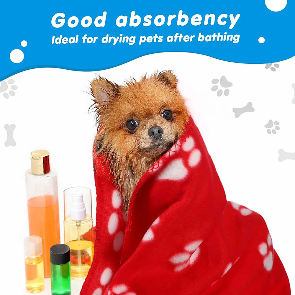 Puppy Blanket Soft Fleece Pet Blanket for Small Medium Large Dogs Cats Kitten Warm Paw Printed Dog Blanket Sleep Mat Bed Covers