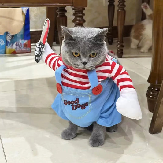 Funny Cats Clothing Pet Cosplay Fashion Cute Jumpsuits Halloween Costumes Puppy Party Clothes For Pets Small Dog Cat with Wig