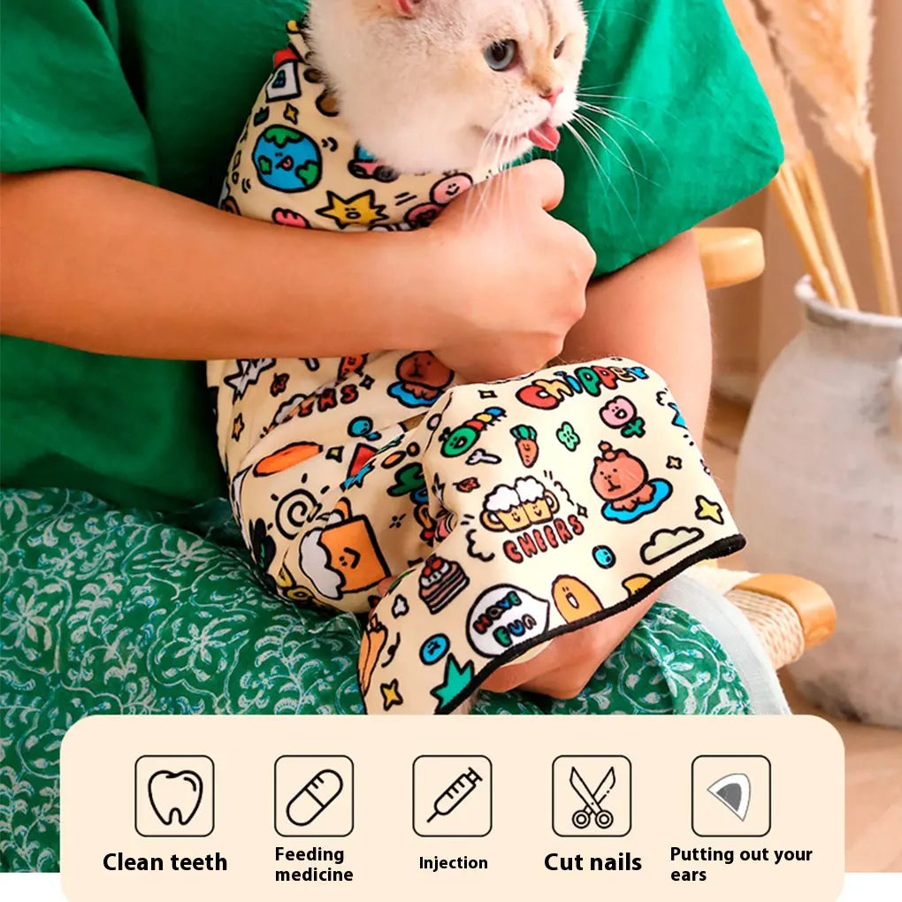 Cat Claw Covers Velcros Fabric Wrap For Safe Nail Clipping Anti-Scratch Cat Wrap For Cutting Claws Cat Grooming Wrap