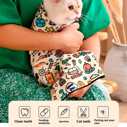 Cat Claw Covers Velcros Fabric Wrap For Safe Nail Clipping Anti-Scratch Cat Wrap For Cutting Claws Cat Grooming Wrap