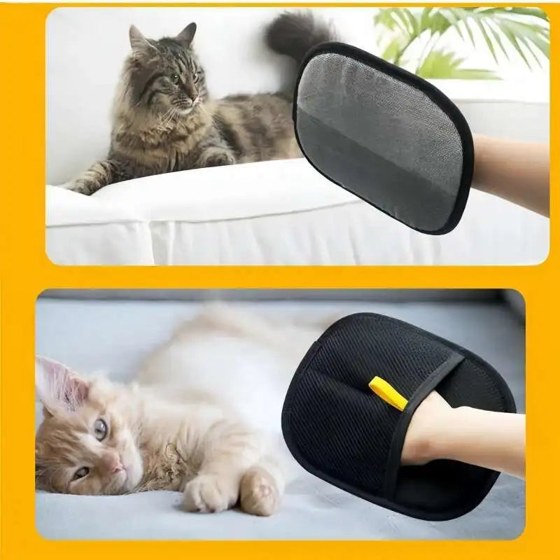 2025 Pet Hair Remover Glove Double-Sided Fur Gloves Cat Dog Fur Magnet Gloves for Washing Deshedding Cleaning Carpets Sofas
