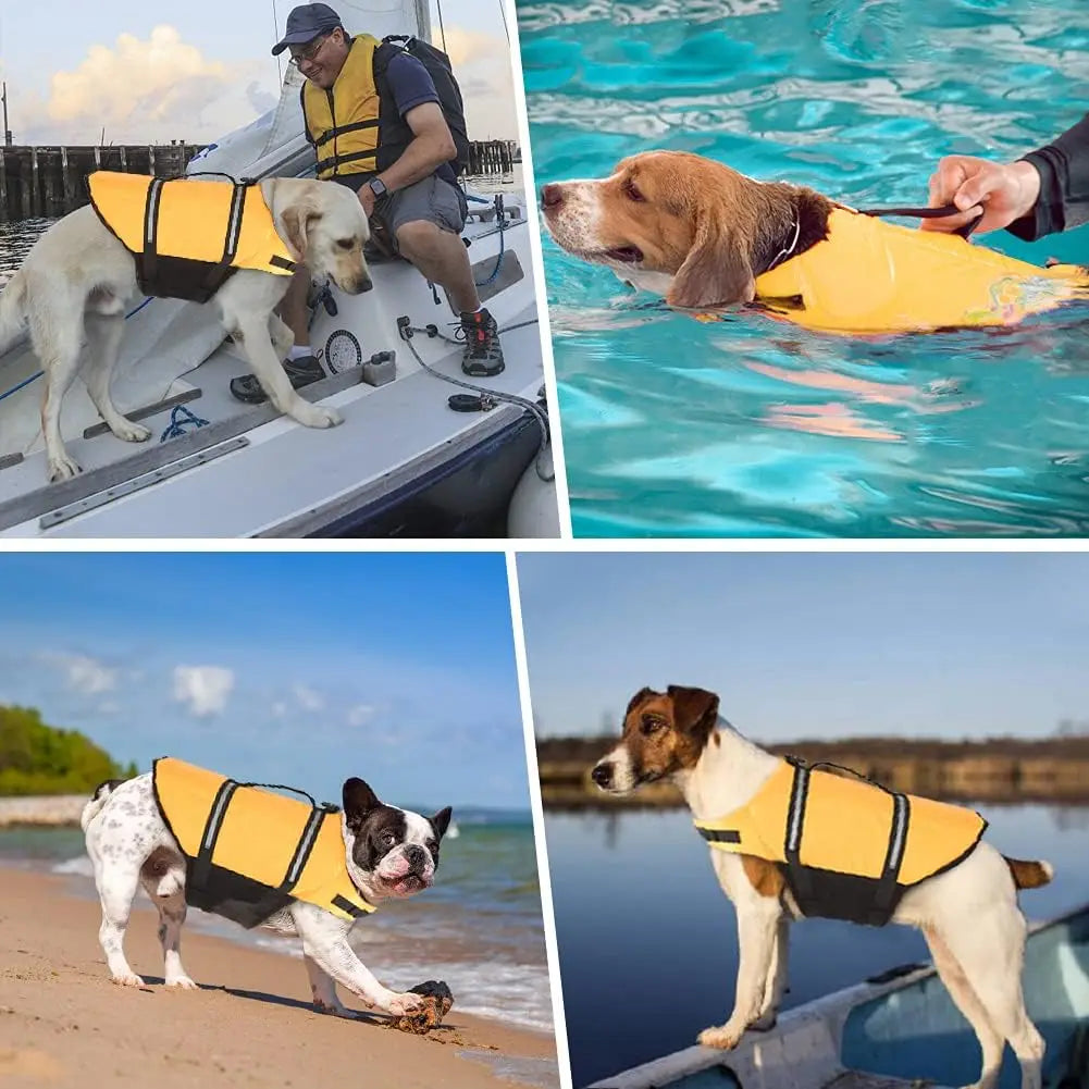 Ripstop Reflective & Adjustable Life Jacket for Dogs with Rescue Handle for Swimming