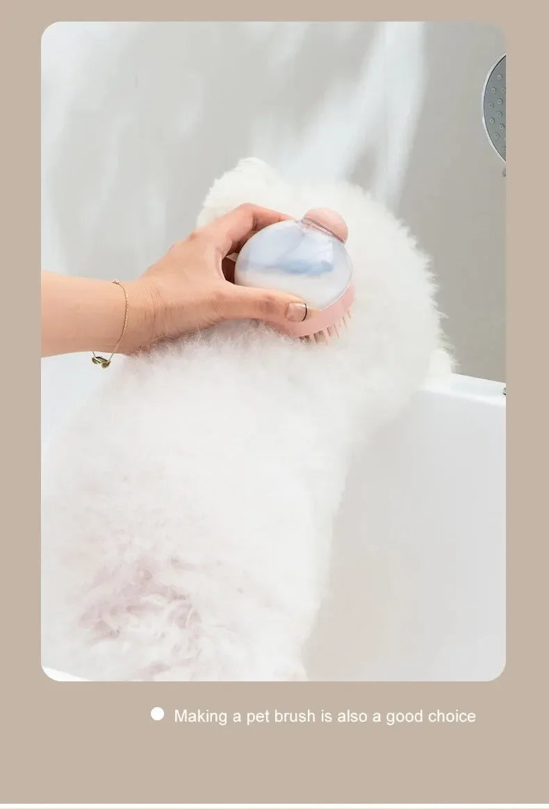 Dog Shower Brush Pet Dog Grooming Massage Bath Cleaning Brush with Shampoo Dispenser for Long Hair Dogs and Cats Shower