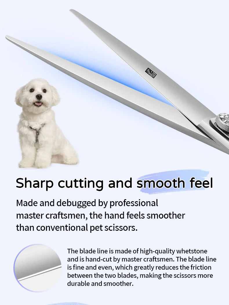 Fenice Left-handed Professional 7.0/7.5/8 inch JP440C Cutting Curved Fluffy Thinning Chunker Scissors Set Kit Pet Dog  Grooming