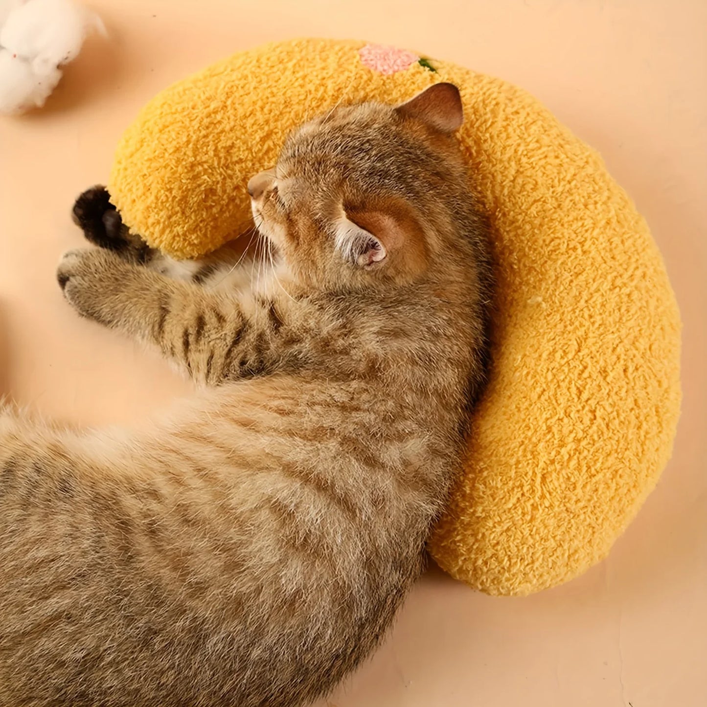 Fair Little Pillow for Cats Ultra Soft Fluffy Pet Calming Toy Half Donut Cuddler Joint Relief Sleeping Improve Machine Washable