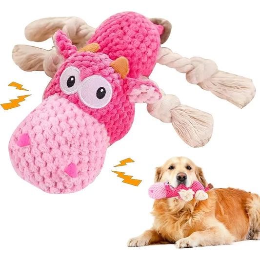 Dog Squeak Toys Rope for Large Dogs and Medium Aggressive Chewers Puppy Teething Interactive Indestructible Dog Toy to Keep The