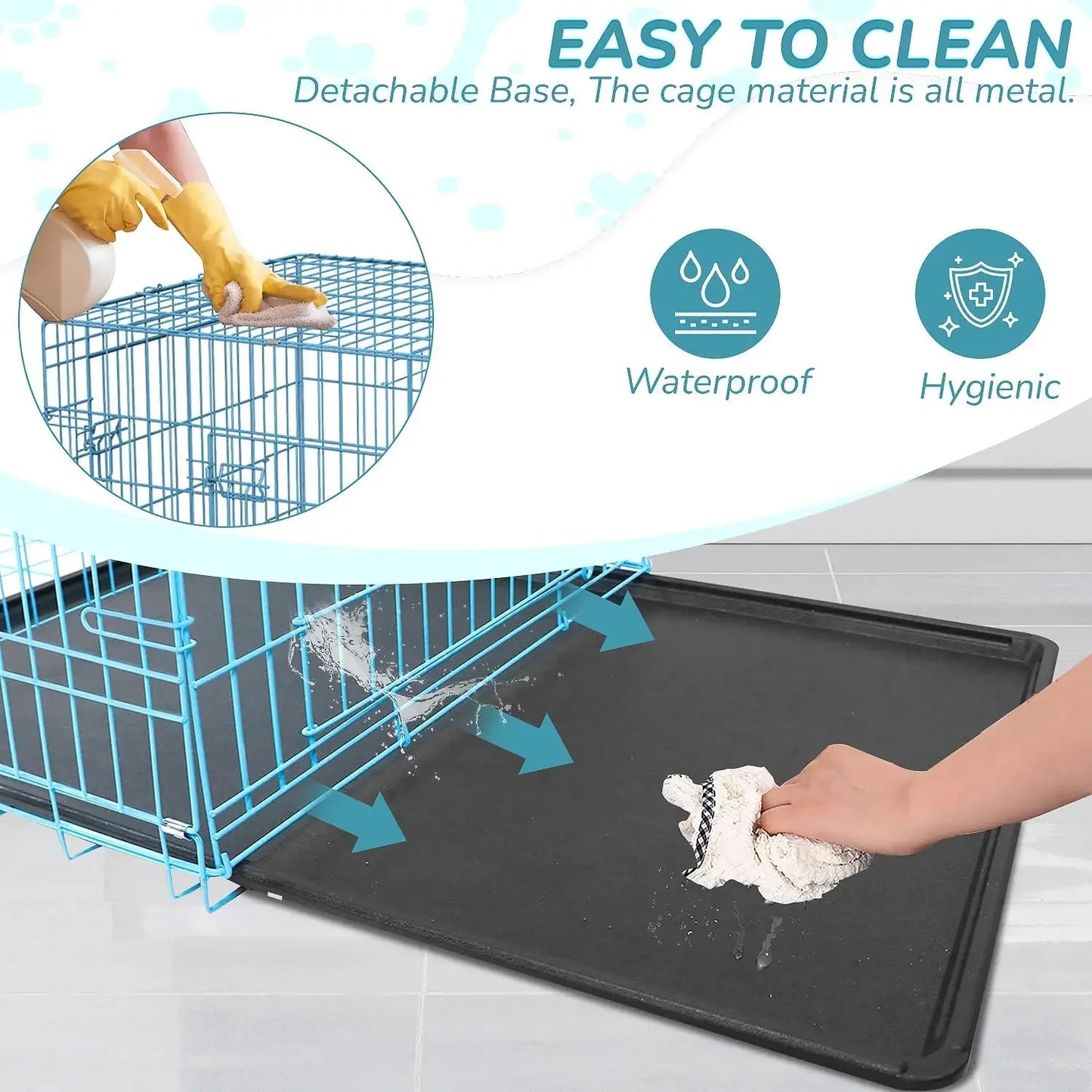 48 Inch Pets Dog Crate Double Door Folding Metal Dog Cage Dog Crates for Large Dogs Outdoor Indoor Basic Pet Crates