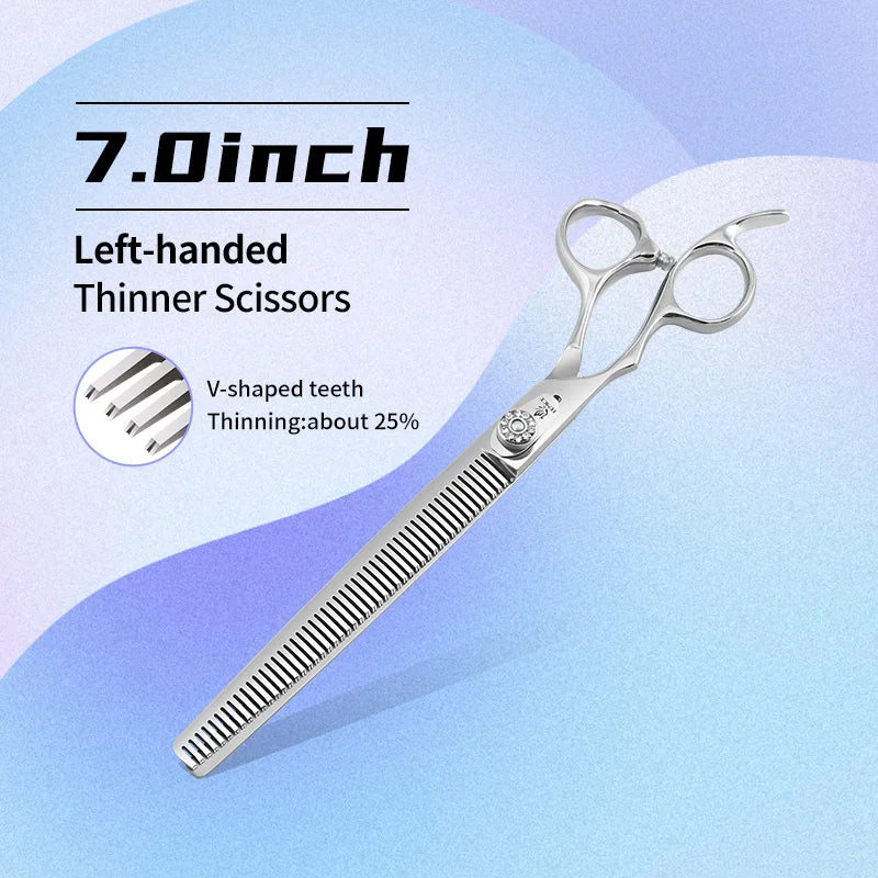 Fenice Left-handed Professional 7.0/7.5/8 inch JP440C Cutting Curved Fluffy Thinning Chunker Scissors Set Kit Pet Dog  Grooming