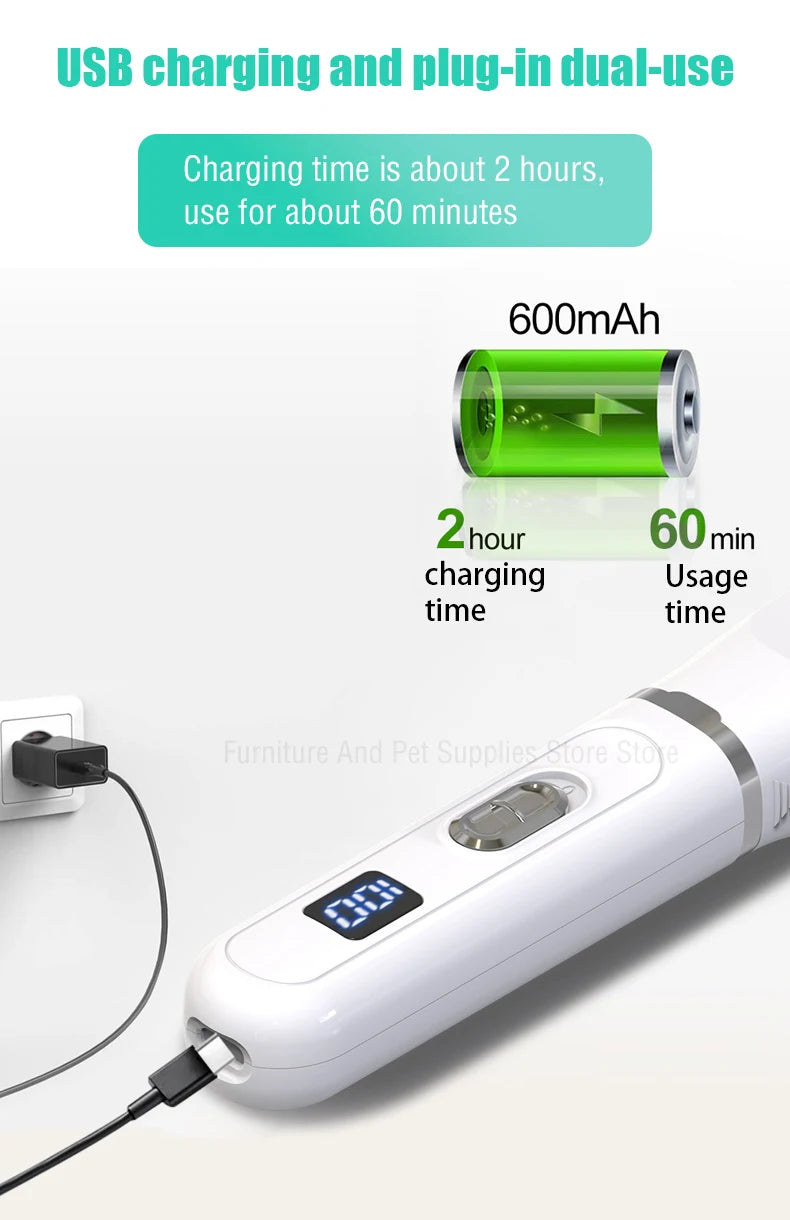 Dog Hair Clippers Grooming Electric Pet Clipper Professional Silent Hair Cutter USB Rechargeable Pet Grooming Clipper