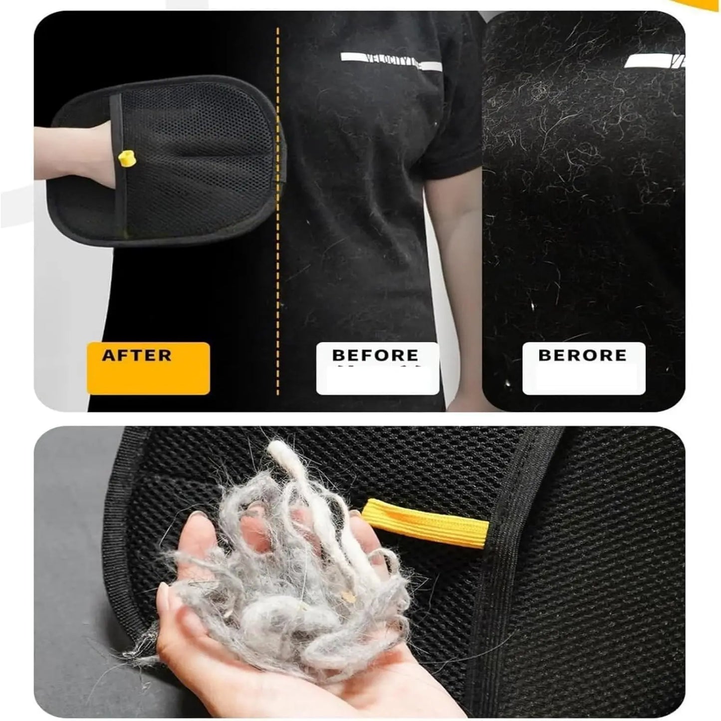 2025 Pet Hair Remover Glove Double-Sided Fur Gloves Cat Dog Fur Magnet Gloves for Washing Deshedding Cleaning Carpets Sofas