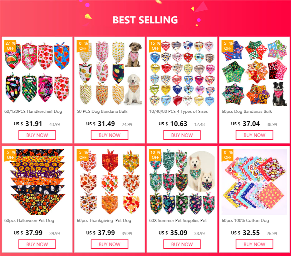 60pcs Dog Bandanas Bulk Wholesale Spring Summer Animals Supplies Dog Items Pet Supplies Pets Free Shipping Big Dog Accessories