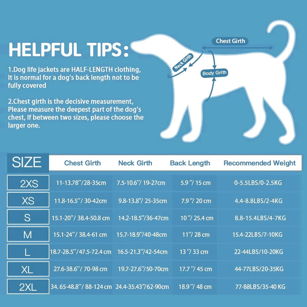 Ripstop Reflective & Adjustable Life Jacket for Dogs with Rescue Handle for Swimming