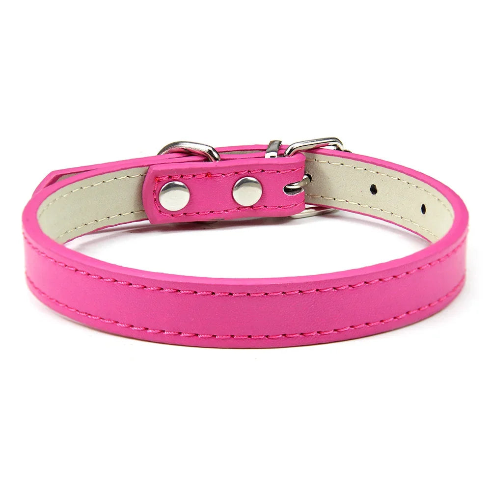 Soft Leather Solid Dog Collar Adjustable Puppy Neck Strap Safe Collars for Small Medium Big Dog Kitten Necklace Cat Accessories