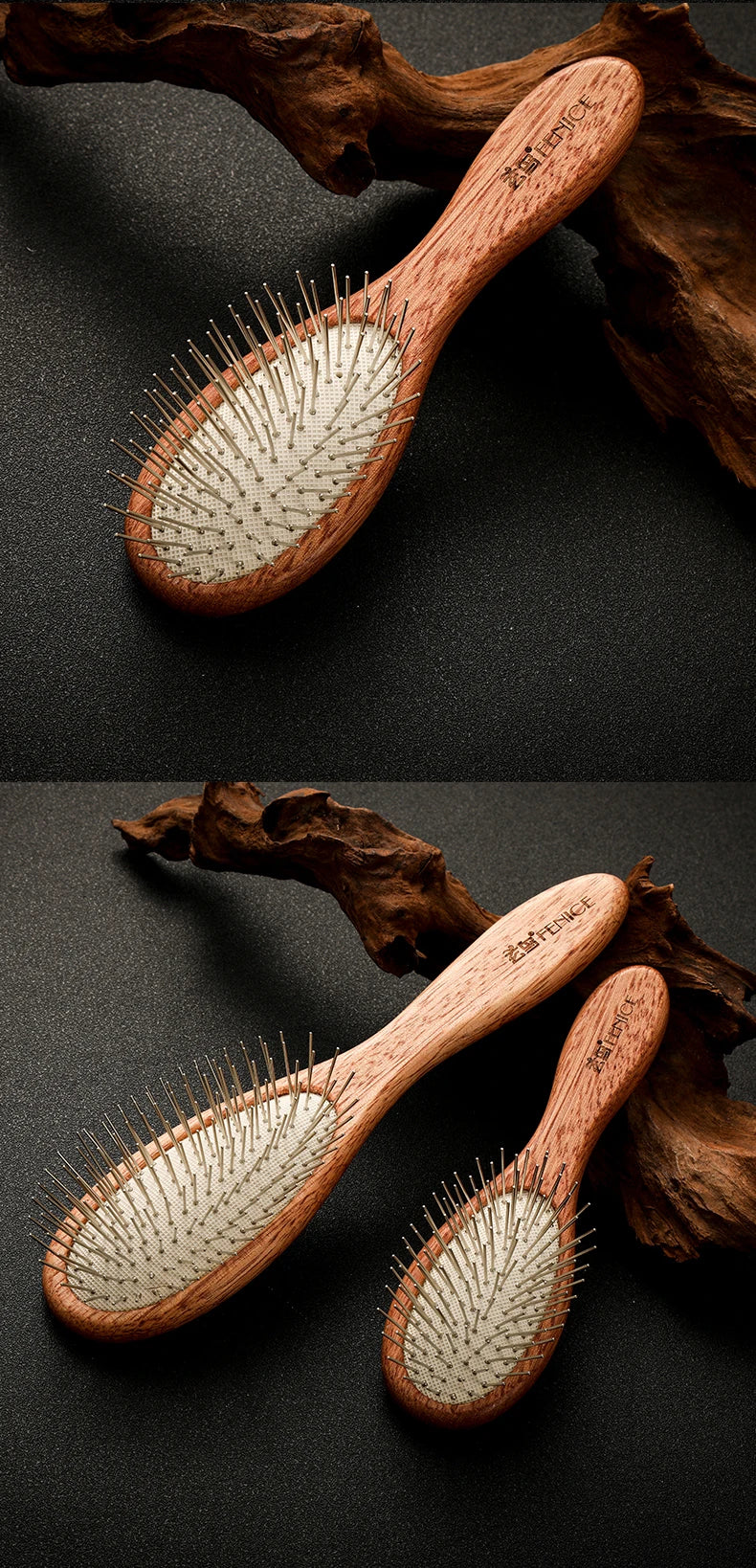 Fenice Pet Comb Solid  Wood Handle in Cat Dog Hair Remover Brush Fur Combs Grooming Tool For Pet Cleaning Supplies Accessories