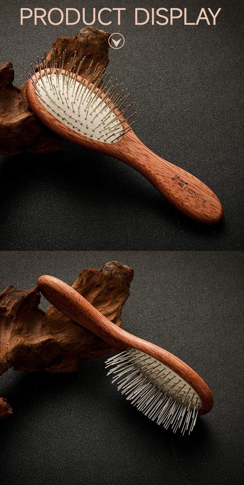 Fenice Pet Comb Solid  Wood Handle in Cat Dog Hair Remover Brush Fur Combs Grooming Tool For Pet Cleaning Supplies Accessories