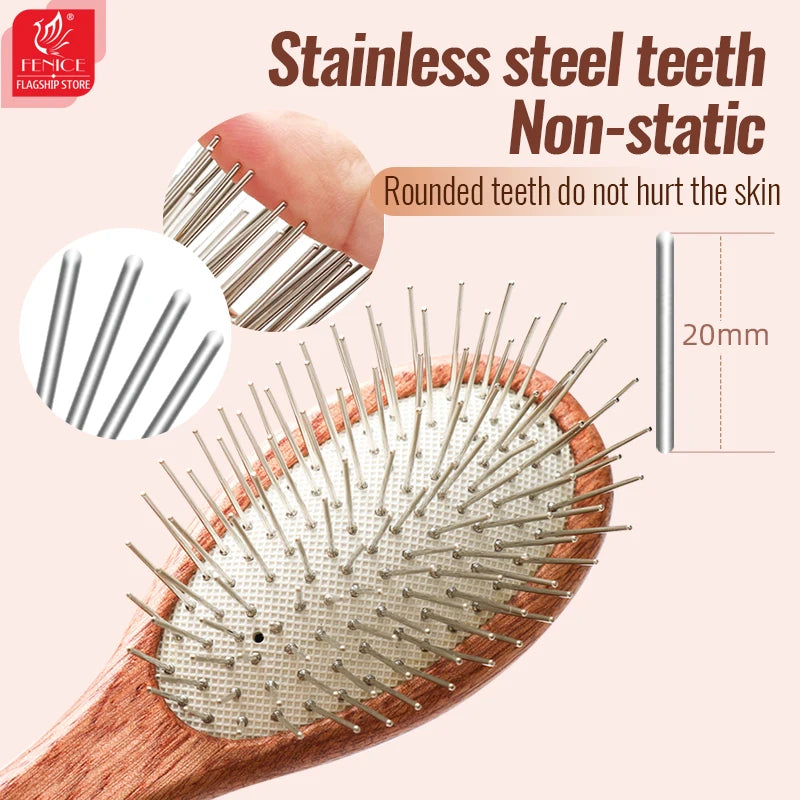 Fenice Pet Comb Solid  Wood Handle in Cat Dog Hair Remover Brush Fur Combs Grooming Tool For Pet Cleaning Supplies Accessories