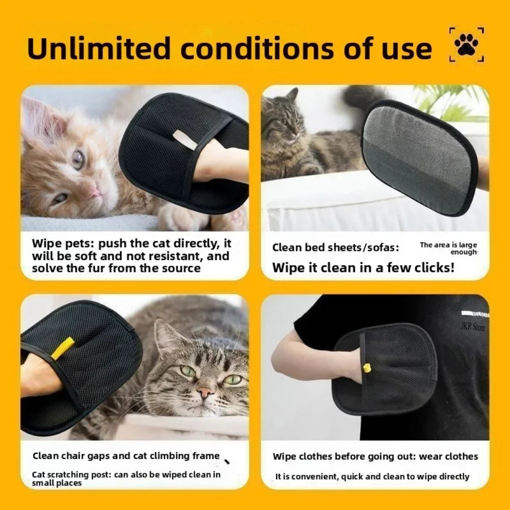 Pet Grooming Gloves Dog Grooming Equipment Anti-static Pet Hair Removal Brushes for Cats and Dogs on Clothes Sofas Carpets Etc.
