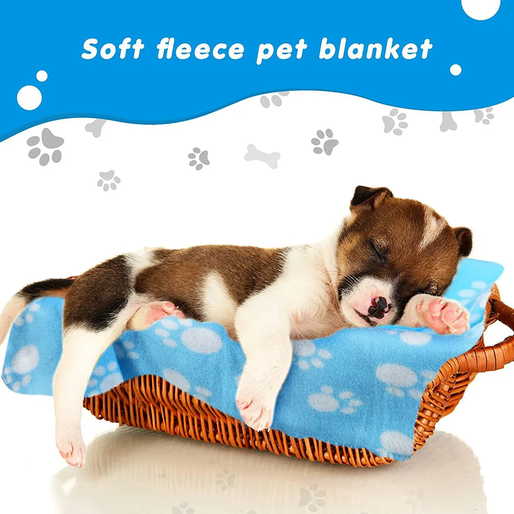 Puppy Blanket Soft Fleece Pet Blanket for Small Medium Large Dogs Cats Kitten Warm Paw Printed Dog Blanket Sleep Mat Bed Covers