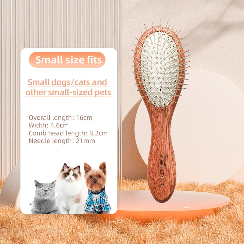 Fenice Pet Comb Solid  Wood Handle in Cat Dog Hair Remover Brush Fur Combs Grooming Tool For Pet Cleaning Supplies Accessories