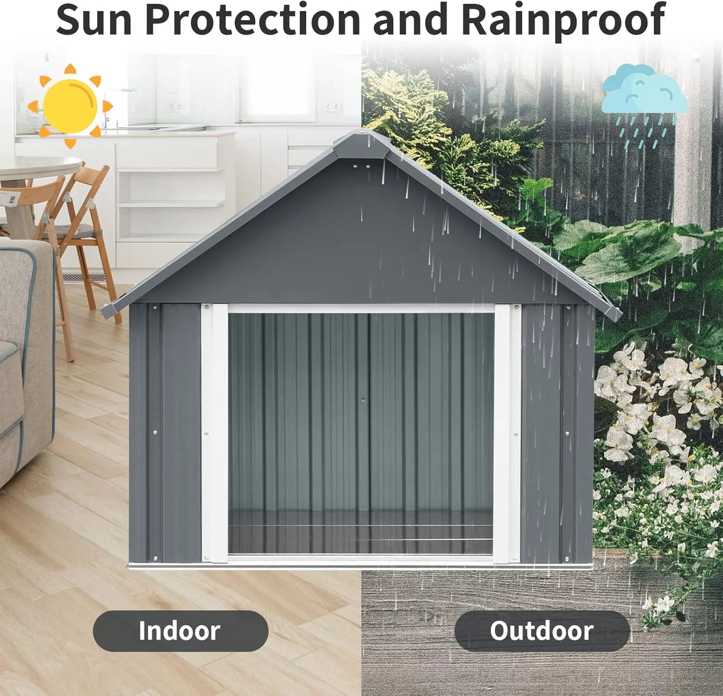 34 X 38 X 35 Inches Dog House, Indoor Outdoor Doghouse for Medium Large Dogs, Weatherproof Puppy Shelter Sturdy and Long-Lasting