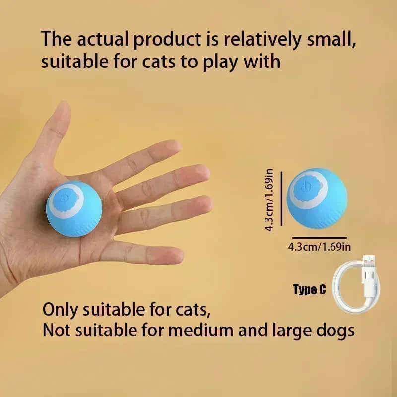 Cat Interactive Ball Rechargeable Smart Pet Electric Toy 3 Mode Automatic Rolling Ball Simulated Tail Dog Cat Training Teaser