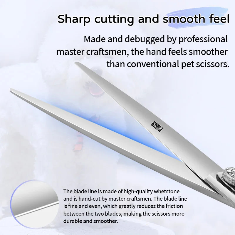 Fenice Left-handed Professional 7.0/7.5/8 inch JP440C Cutting Curved Fluffy Thinning Chunker Scissors Set Kit Pet Dog  Grooming