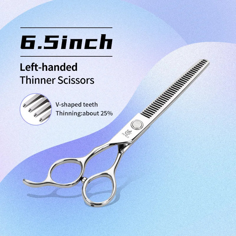 Fenice Left-handed Professional 7.0/7.5/8 inch JP440C Cutting Curved Fluffy Thinning Chunker Scissors Set Kit Pet Dog  Grooming