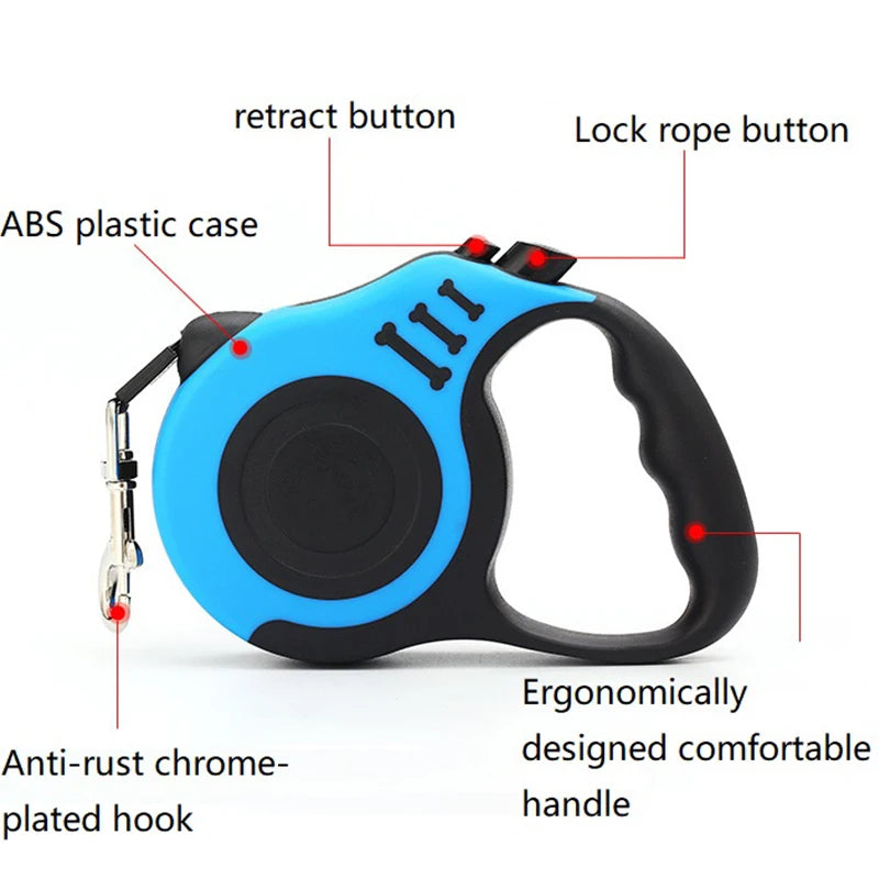 New Leash for Big Dog Retractable Leash 5 Meters Hands Free Small Dog Leash Double Strap for Dogs GXQ12