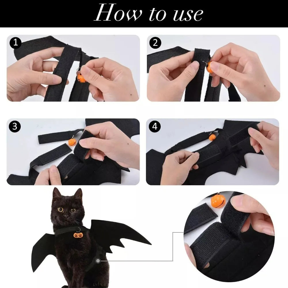 Creativity Halloween Pet Bat Wings Costume Multi Color With Bell Cat Transformation Clothes Gifts Puppy Cosplay Outfit