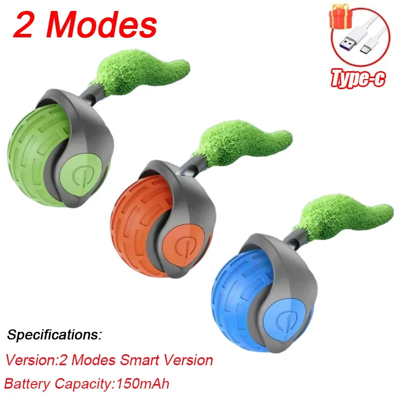 Cat Interactive Ball Rechargeable Smart Pet Electric Toy 3 Mode Automatic Rolling Ball Simulated Tail Dog Cat Training Teaser